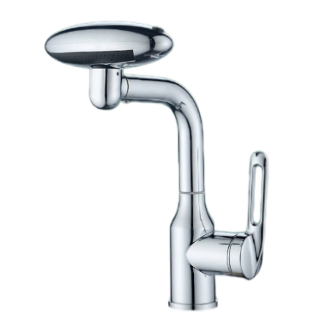  Mirror Silver Top Spray Basin Faucet
