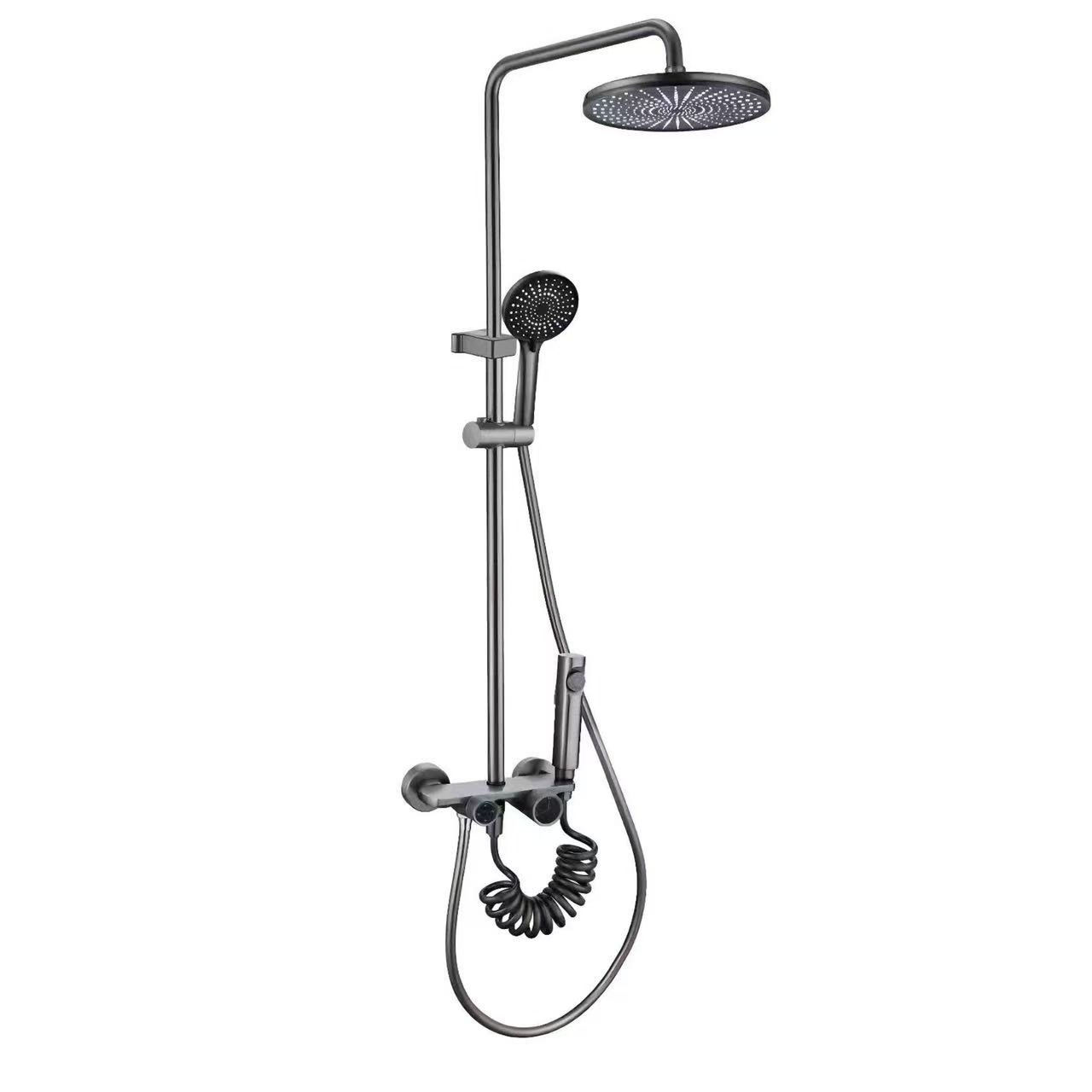 Set de duș cu efect de ploaie rotund, cu butoane duble